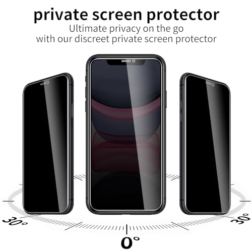 3 Pack Privacy Screen Protector for iPhone 11/ iPhone Xr 9H Hardness Double Shatterproof Anti-Spy Tempered Glass Film, Easy Installation, Case-Friendly - size: iPhone 11/ iPhone Xr