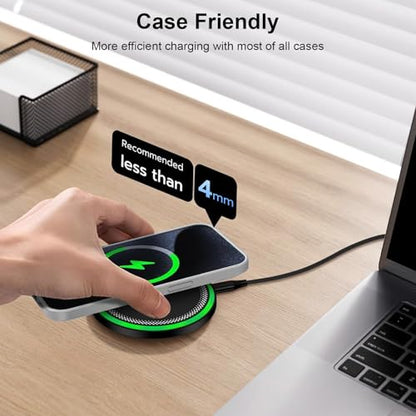 Wireless Charger Samsung Fast Charging Pad for Galaxy S26/S25 Ultra/S25 Plus/S24 FE Ultra/S23/S22/S21/Z Flip Fold 6,15W Wireless Phone Charger Android Charging Mat Station for Google Pixel 9a 9 Pro XL - color: 1-Pack-2