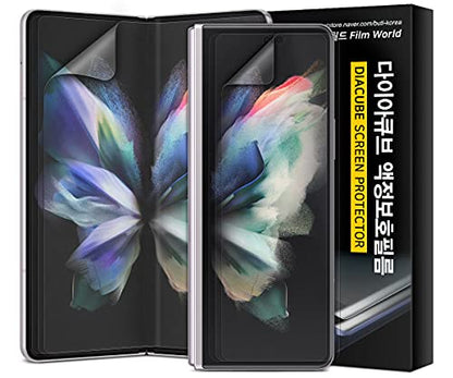 (3Sets) DIACUBE Edge to Edge Full Cover Anti-Glare Screen Protector Compatible Samsung Z Fold 3 5G, High Definition Anti-Scratch Bubble Free Easy Installation Ultrasonic Fingerprint Compatible Front 3ea + Inside 3ea(Galaxy Z Fold 3 5g Matte Anti-Glare)