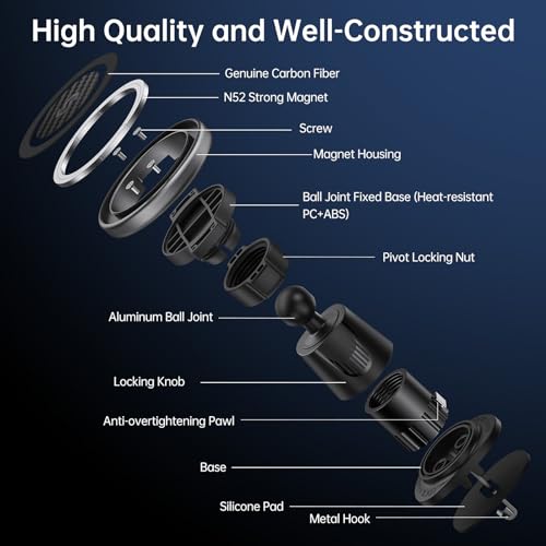 SYNCWIRE for MagSafe Car Mount, Magnetic Phone Holder for Car Air Vent - color: Carbon Fiber
