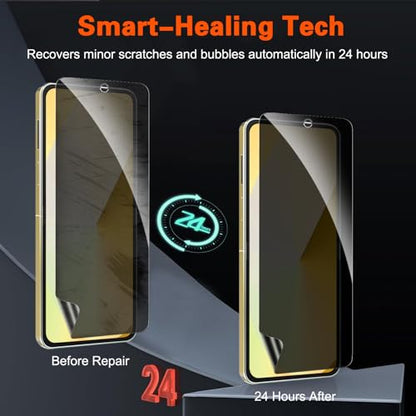 Samsung Galaxy Z Flip 6 Privacy Screen Protector, 2 Pack Inner Anti-Spy Soft Film + 2 Pack Black/Front/Outer Tempered Glass Screen Saver[28°Anti Peep] No Bubble, Case Friendly, Anti Scratch - color: Privacy, size: Flip 6