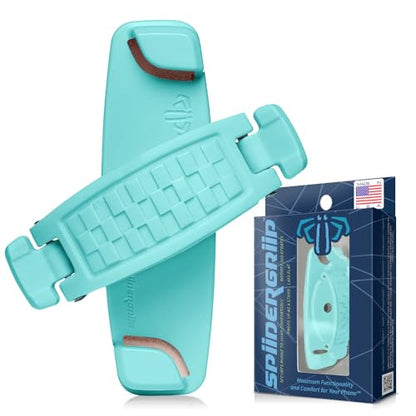SpiiderGriip 360 Rotating Phone Grip – Flat-Fold Kickstand & Secure Strap – Works with iPhone, Android, Tablets & Cases – Comfortable & Durable (Aqua) - color: Aqua