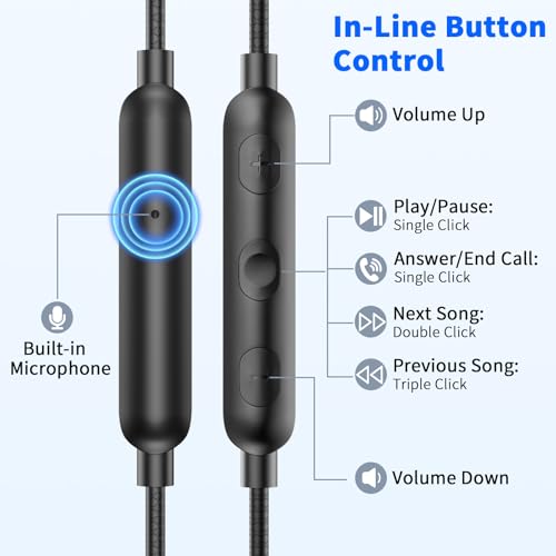 3.5mm Headphones Wired Earbuds for Laptop School Computer PC,Black - color: Black