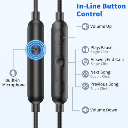 3.5mm Headphones Wired Earbuds for Laptop School Computer PC,Black - color: Black