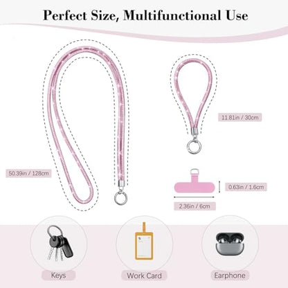 TiMOVO Rhinestone Phone Lanyard Crossbody Chain, Pink - color: Pink
