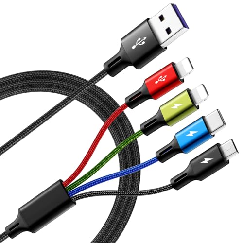 Multi Charging Cable,4 in 1 Braided Multiple Charger Cord, 2Pack 6Ft