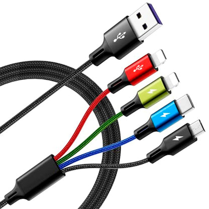 Multi Charging Cable,4 in 1 Braided Multiple Charger Cord, 2Pack 6Ft