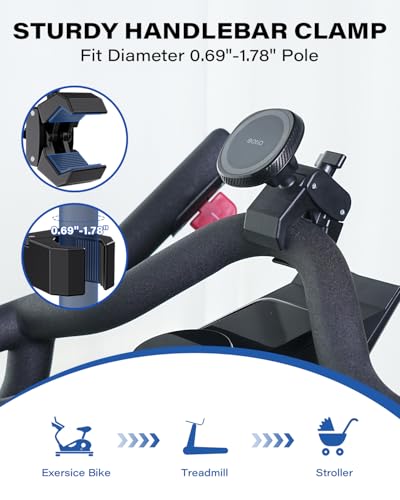 OQTIQ Phone Holder for Peloton Exercise Bike, Heavy-Duty Clamp Bar Mount