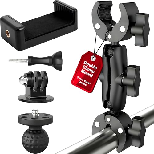 Premium 3in1Umbrella Clamp for Chairs Strollers Boats & Kayaks Adjustable Mounting Bracket for Umbrella Camera & Phone Durable Anti Slip Trolling Motor Stabilizer for Outdoor Hands Free Use