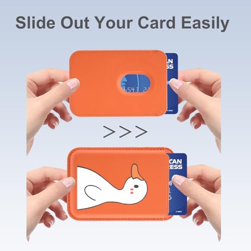 for Magsafe Card Holder | Kawaii Duck Leather Magnetic Wallet - color: Duck A