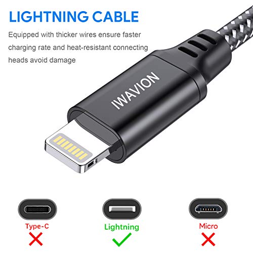 iPhone Charger Cable, 4pack 3ft/1m Lightning Cable Nylon Braided MFi Certified iPhone Cable USB Sync Cord Fast iPhone Charging Cable for iPhone Xs Max X XR 8 7 6s 6 Plus SE 5, iPad mini/Air