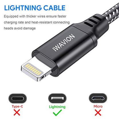 iPhone Charger Cable, 4pack 3ft/1m Lightning Cable Nylon Braided MFi Certified iPhone Cable USB Sync Cord Fast iPhone Charging Cable for iPhone Xs Max X XR 8 7 6s 6 Plus SE 5, iPad mini/Air