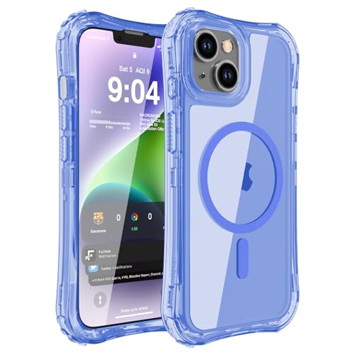 WRJ Magnetic Clear for iPhone 13 Case,iPhone 14 Case,[Compatible with MagSafe][Military Grade Drop Protection] Transparent Full Body Shockproof Protective Phone Case-Ultramarine - color: Ultramarine, style: Transparent