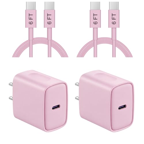 iPhone 17 16 15 Charger Fast Charging 6FT - 20W USB C Charger Block - color: Pink, size: 6FT