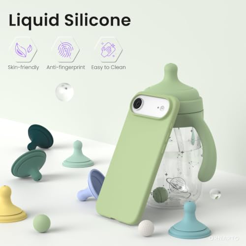 ORNARTO for iPhone Air Case 6.5", Slim Liquid Silicone 3 Layers Soft Gel Rubber Shockproof Protective Cover with Anti-Scratch Microfiber Lining-Matcha - color: Matcha