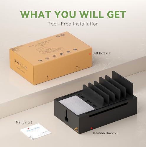 Pezin & Hulin Bamboo Charging Station-Black, (No USB Charger and Cables) - color: Black, size: Dock (No Charger&Cables)