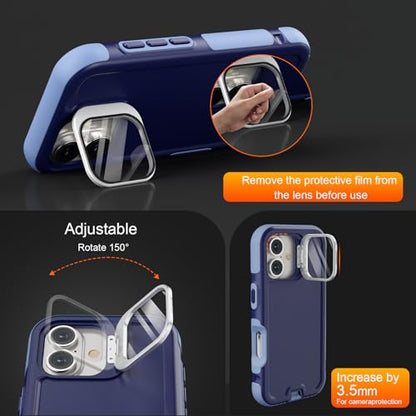 Follaroma Magnetic for iPhone 17 Case with Camera Stand, Blue-Purple, 6.3" | Built-in Glass Camera Cover,Compatible with MagSafe,Heavy Duty Shockproof Protective,Military-Grade Anti-DropDual Layer Cover - color: Blue-Purple, size: iPhone 17 6.3''