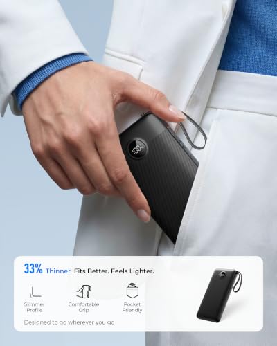 VRURC Portable Charger 4-Built-in-Cables 20000mAh Fast Charging Power Bank - color: Black