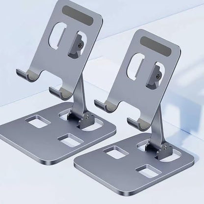 2-Pack Aluminum Alloy Phone Holder, Adjustable Foldable Stand for iPad mini, Smartphones, Desk & Travel - color: Silver