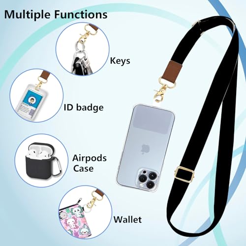 Phone Lanyard Wrist Strap Crossbody Adjustable, Cell Phone Lanyard for Around The Neck Shoulder Wristlet Strap - color: Black