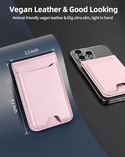 For Magsafe Wallet Stand, 6 Cards Holder, RFID Blocking | Strongest Magnetic Wallet for iPhone 17/16/15/14/13/12 Series, Magnetic Card Holder, ID Window, Vegan Leather, Baby Pink - color: Baby Pink