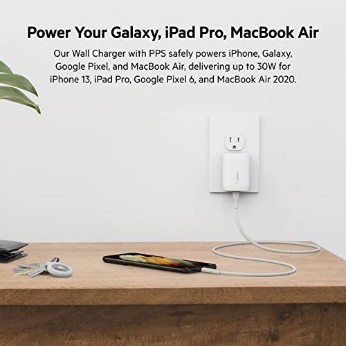 Belkin 30W Compact USB C Charger Block, USB C to C Cable Included - style: 30W + C-C Cable