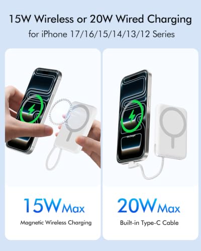 for Magsafe Power Bank 5000mAh, Slim Magnetic Portable Charger - color: White