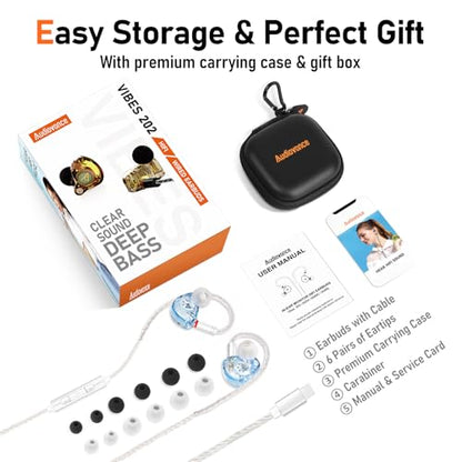 Audiovance Vibes 202ML HiFi Wired Earbuds for iPhone 14/13/12/11/X, Pro Max - color: 8-Light Blue