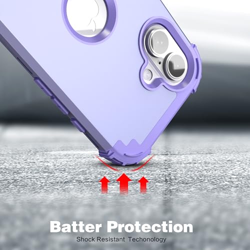 IDweel for iPhone 17 Case with Screen Protector, 3 in 1 Shockproof Slim Fit Hybrid Heavy Duty Hard PC Cover Soft Silicone Bumper Full Body Anti-Fingerprint Case, Purple - color: Purple