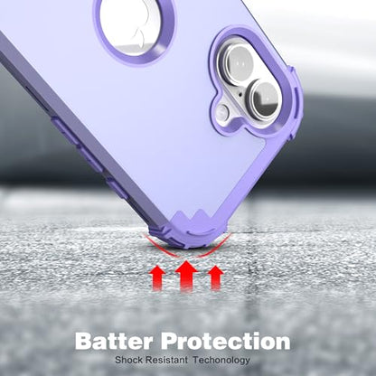 IDweel for iPhone 17 Case with Screen Protector, 3 in 1 Shockproof Slim Fit Hybrid Heavy Duty Hard PC Cover Soft Silicone Bumper Full Body Anti-Fingerprint Case, Purple - color: Purple