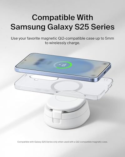 Belkin Qi2 15W Wireless Fast Charging Station, 2 in 1 iPhone Charger - color: White, style: 2 in 1