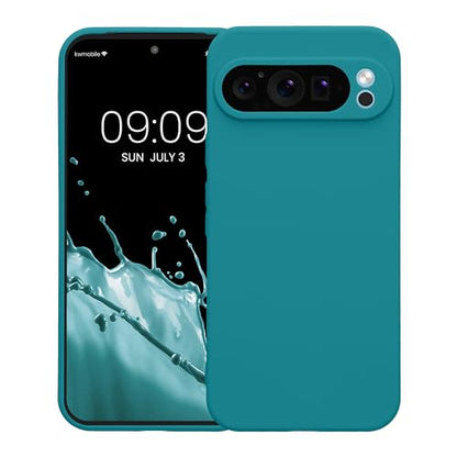 kwmobile Case Compatible with Google Pixel 9 Pro XL Case - Protective Slim TPU Phone Cover - Soft Matte Finish - Teal Matte - color: teal matte