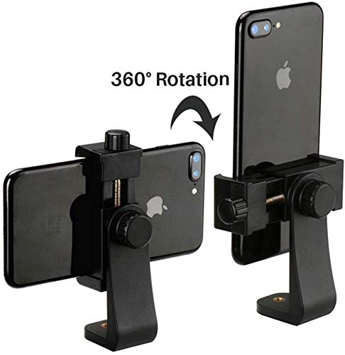 Alphx Universal Smartphone Tripod Cell Phone Holder Mount Adapter Set, Fits iPhone, Samsung, and all Phones, Rotates Vertical and Horizontal with Adjustable Clamp, Includes Mini Tripod