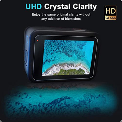 FiTSTILL Screen Protector[9 PCS] for Go Pro Hero 12/11/10/9 Black,Ultra Clear Tempered Glass Back Screen Protector + Tempered Glass Lens Protector + Front Screen Protector - 3 Packs + Lens Cover - size: For Go Pro hero 12/11/10/9 black