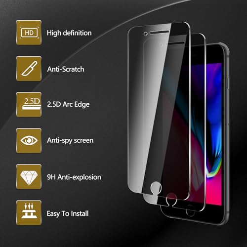 3 Pack Privacy Screen Protector for iPhone 8 Plus/7 Plus, Anti Spy Tempered Glass 9H Hardness, Black Protector Anti Spy, Bubble Free, Anti-Scratch - size: iPhone 8 Plus/7 Plus FK3