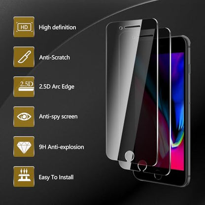 3 Pack Privacy Screen Protector for iPhone 8 Plus/7 Plus, Anti Spy Tempered Glass 9H Hardness, Black Protector Anti Spy, Bubble Free, Anti-Scratch - size: iPhone 8 Plus/7 Plus FK3