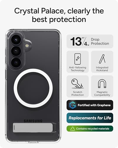 ZAGG Crystal Palace Snap Samsung Galaxy S26+ Case with Kickstand - Clear, 13ft Drop Protection with Graphene, Crystal Clear Magnetic Case, Anti-Yellowing Slim Cover - size: Samsung Galaxy S26 Plus, style: With Snap