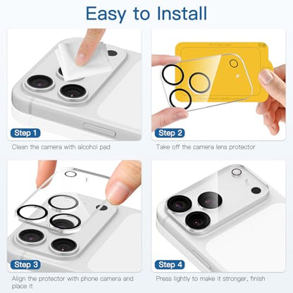 [3 Pack Camera Lens Protector For iPhone 17 Pro 6.3-Inch,9H Tempered Glass,Anti-Scratch,Case Friendly,Night Circle,No-Bubble HD Clarity,Full Cover - size: iPhone 17 Pro