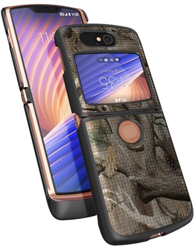 Grid Series for Motorola RAZR 5G (2020) Flip Phone Case - Camo | Slim Hard Shell Cover, Satisfying Texture, Matte, For Moto XT2071 - color: Autumn Camo (Black)