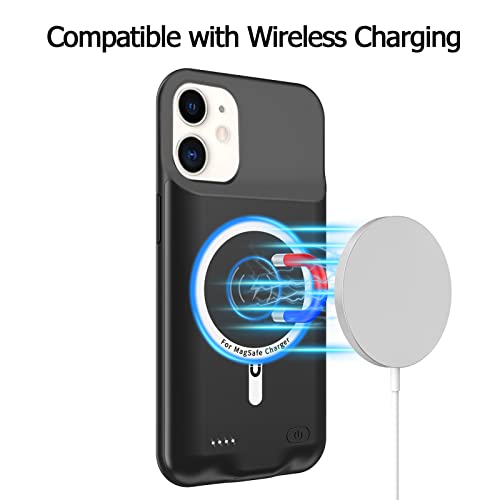 Battery Case for iPhone 11, 10000mAh High Capacity Portable Charger Case Rechargeable Smart Battery Pack Charging Case with Wireless Charging Support Carplay Compatible for iPhone 11 (6.1 inch)-Black - size: iPhone 11