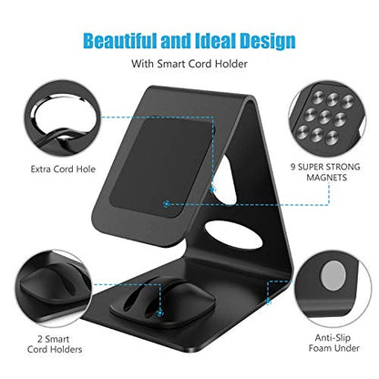 WixGear Cell Magnetic Phone Stand, Premium Phone Holder for iPhones, Android Smartphones & Mini Tablets –Sturdy Metal Phone Stand for Desk with Smart Cord Holder, Magnetic Cell Phone Mount