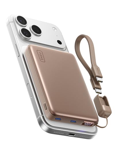 INIU for MagSafe Qi2.2 25W Portable Charger, Slimmest 10000mAh Power Bank - color: Brown