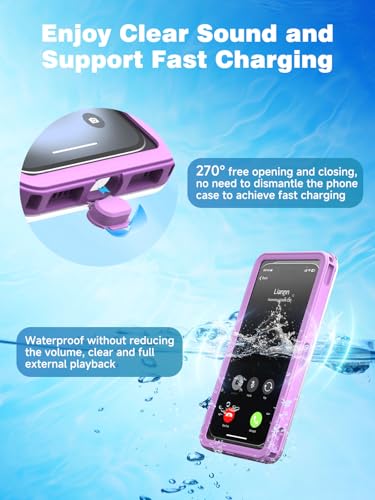 APRUT Waterproof Phone Pouch Case 7.5", 2025 Upgraded IPX8 Waterproof Phone Case for Snorkeling, Universal Fit for iPhone 16 Pro Max 15 14 13, Galaxy S25, Beach Vacation Essentials (Purple) - color: Purple