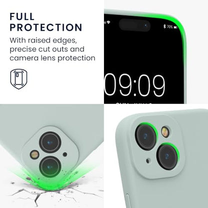 kwmobile Case Compatible with Apple iPhone 15 Case - Slim TPU Silicone Phone Cover - Soft Touch Finish - Cool Mint - color: Cool Mint, size: iPhone 15