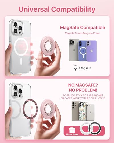 andobil [2026 3rd Gen Stability] Magnetic Phone Ring Grip for MagSafe, Pink - color: Pink