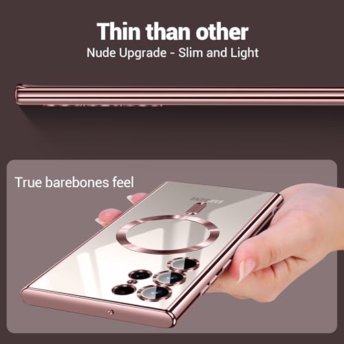Hurgoer for Samsung Galaxy S24 Ultra Case（Only）.Magnetic Cover for S24 Ultra，Glossy Slim Thin Soft funda capa para 6.8 inch.Compatible with MagSafe (Rose Gold) - color: Rose Gold