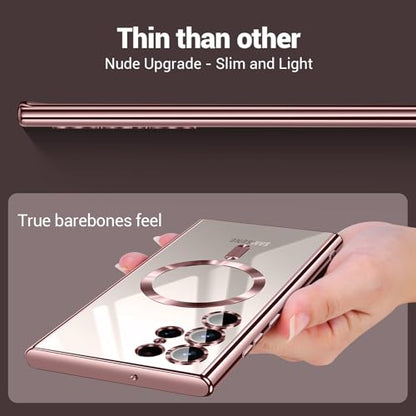 Hurgoer for Samsung Galaxy S24 Ultra Case（Only）.Magnetic Cover for S24 Ultra，Glossy Slim Thin Soft funda capa para 6.8 inch.Compatible with MagSafe (Rose Gold) - color: Rose Gold