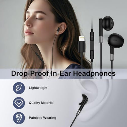 Wired Headphones for iPhone Earbuds with Lightning Connector Wired Earphone