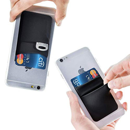 Phone Card Holder Stretchy Wallet Pocket Credit Card ID Case Pouch Sleeve - color: Black