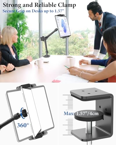 Tablet Stand for iPad, Adjustable Aluminum Desk Mount for 6-15.6" Devices